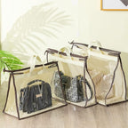 16 Pack Clear Handbag Storage Organizer and 16 Stainless Steel S-Hooks Anti-dust Purse Storage Bags with Zipper and Handle Mo