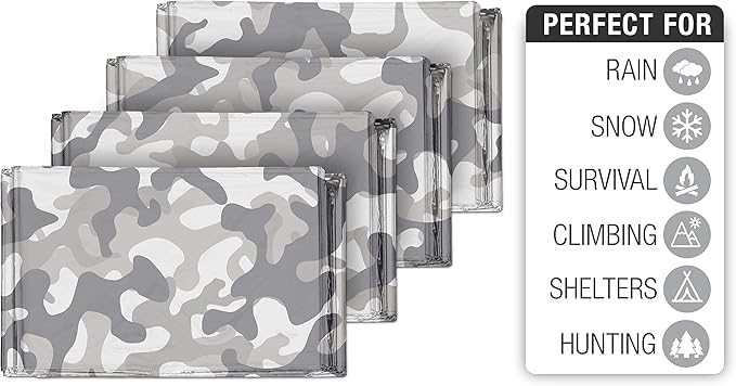 Swiss Safe 4 Pack Mylar Emergency Blankets for Survival - Compact & Insulated for Cold Weather - Designed for NASA, Outdoor, 