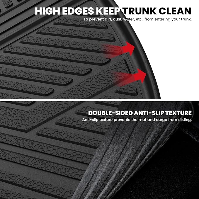 LASFIT Trunk Mat with Backrest Mat for Chevrolet Chevy Traverse 2009-2017/Buick Enclave 2008-2017, All Weather TPE Custom Fit Cargo Mat Trunk Liner with Backrest Mat, Black
