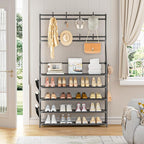 OYREL Shoe Rack 5 Tier Shoe Racks Organizer 20-25 Pairs Shoes Rack for Closet Entrance Shoe Storage Organizer with Hooks and 