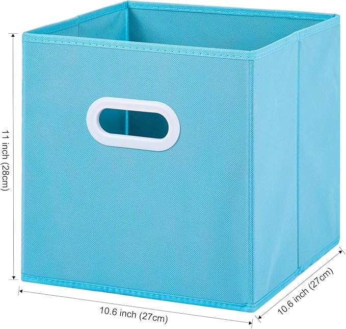 Stero Fabric Storage Bins 6 Pack Fun Colored Durable Storage Cubes with Plastic Handles Foldable Cube Baskets for Home, Kids 