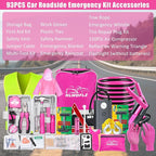 Car Roadside Emergency Kit, Vehicle Truck Safety Emergency Road Side Assistance Kits with Jumper Cables, Auto Air Compressor 
