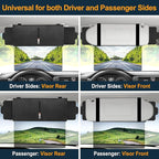 Veharvim Sun Visor Extender for Car with 2 Side Sunshade, Polarized UV400 Visor Extender Attachment for Car Visor with PC Lens,Anti-Glare for Safe Driving (2 Side Panel) (Red Zipper, Universal(2Pack))