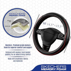 Skechers Memory Foam Steering Wheel Cover,Piping Microfiber Leather Steering Wheel Cover Sporty Universal Fit 14" 1/2-15" Car
