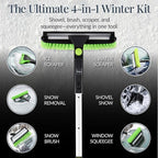 Best Choice Products 4 in 1 Snow Brush with Shovel, Squeegee & Ice Scraper, Up to 39" Extendable Foam Grip, 270° Pivoting Snow Brush for Car Truck SUV, Storage Bag Included - Lime