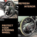 PINCTROT Large Size Chenille Leather Steering Wheel Cover, Soft Mottled Colors, Sweat-Proof, Non-Slip Grip, All-Season Comfor