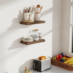16 Inch Floating Shelves, 8 Inch Deep Floating Shelves for Wall, Hanging Shelf with Invisible Brackets, Deep Shelves for Bath
