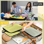 5 Pack Compression Packing Cubes for Travel Space Saving Cubes Luggage Organizer for Suitcase(Cream,L)