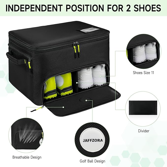 Golf Trunk Organizer, 2 Layers Golf Accessories Bag for Men, Waterproof Car Golf Storage Organizer with Compartment for 2