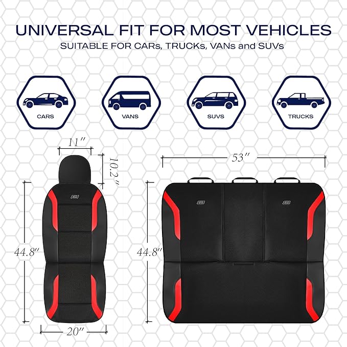 Skechers Memory Foam Car Seat Covers, Air Cool Mesh Thick Seat Covers, Car Seat Full Sets, Airbag Compatible, Automotive Comf