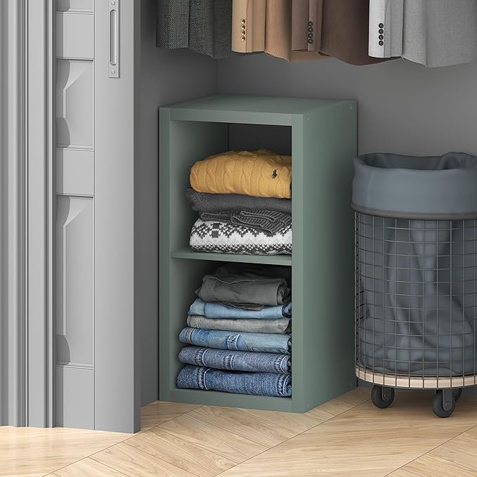 Furinno Cubic Closet Organizers and Storage, 2-Cube Closet Organizer, Open Shelf Closet Storage, Extra Thick Frame for Wardro