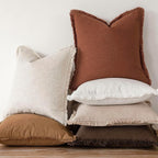 Foindtower Set of 2 Decorative Linen Fringe Throw Pillow Covers Boho Farmhouse Cushion Cover with Tassels Soft Accent Pillowc
