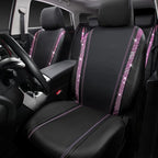 CAR PASS Bling Diamond Car Seat Covers Full Set, Shining Rhinestone Waterproof Faux Leather, Rear with Zipper, Universal Fit Automotive Glitter Crystal Sparkle Strips for Women Girl, Black Pink