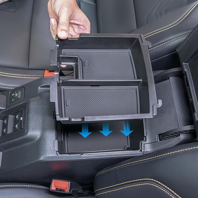 TOPINSTALL 2-Layer Trays Compatible with 2025 2026 Ford Bronco 4 Doors Automatic Transmission ONLY, Full Size Bronco Center Console Organizer (Not for Manual Transmission & 2 Doors & Bronco Sport)