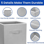 Criusia Storage Cubes, 11 Inch Cube Storage Bins for Shelves (10 Pack), Fabric Collapsible Storage Bins with Dual Handles, Fo