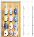 SWTYMIKI Over Door Hat Organizer - 3 Packs Metal Hanging Hat Rack with 12 Hooks Design, Baseball Cap Hanger Organizer Storage