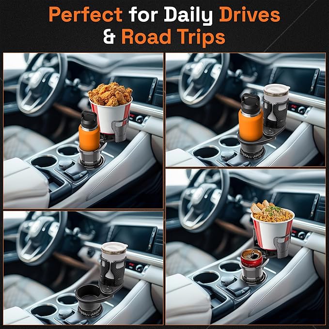 Car Cup Holder Expander 2 in 1, Expandable Cup Holder with Adjustable Base, The Upper Part Fits Yeti, Ramblers, Hydroflask, Other Large Bottles/Mugs, expandable to 3"-6.5"