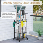 Garden Tool Organizer, Garage Tool Storage Rack, Heavy Duty Metal with Side Pegboard & Adjustable Hooks, Utility Racks for Sh