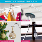Closet Reacher Pole with Hook and Wooden Handle, Heavy Duty - Adjustable 2.75-5 Feet, Chrome Plated Steel Clothing Hanger She