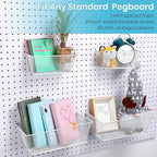 Sieral 4 Pcs Pegboard Baskets Metal Wire Shelf Baskets Peg Board Organizer Accessories Wall Mount Organizer Attachments for G