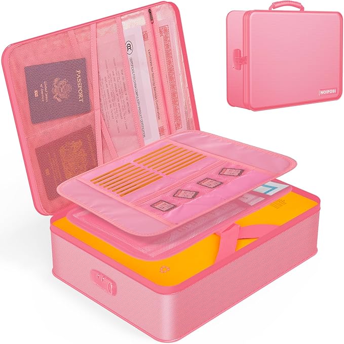 Noiposi Document Organizer with 5200℉ Heat Insulated,Waterproof and Fireproof Document Box,Portable Home Travel Safe Storage 