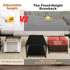2Pack Under Bed Storage with Wheels,9.5"-12"Tall Adjustable Height Underbed Storage,Deep Under Bed Storage Containers,Rolling