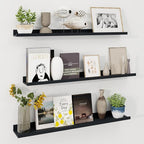 Axeman 40 Inch Floating Shelves | Black Picture Ledge Shelf Set of 3 | Rustic Wood Wall Shelves with Lip | 40" Black Picture 