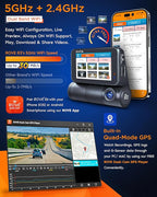 ROVE R3 Dash Cam Front and Rear with Cabin, 3” IPS Touch Screen, 3 Channel Dash Cam 1440P+1080P+1080P, IR Night Vision, 5GHz 