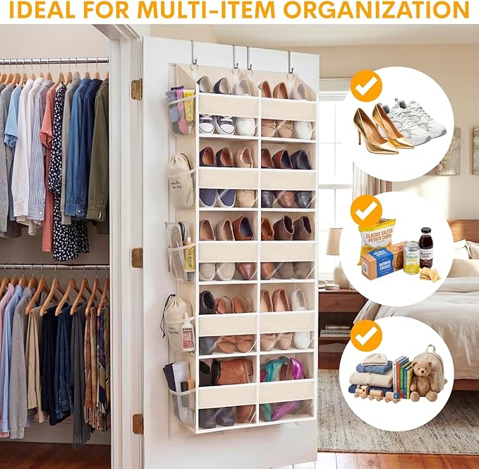 2 Pack Over the Door Organizer 5 Tiers, Extra Large Behind Door Storage of 10 Compartments, 80 lbs Weight Capacity Over Door 