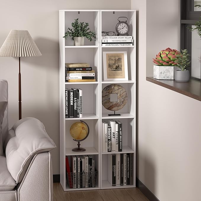 Cube Bookshelf, 5 Cube Storage Organizer, Freestanding 5 Tier Open Display Shelf with Eco-Friendly Melamine Surface for Home 
