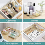 WOWBOX 25 PCS Plastic Drawer Organizer Set, 4 Sizes Desk Drawer Divider Organizers and Storage Bins for Makeup, Jewelry, Gadg