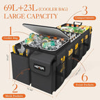 HOTOR Trunk Organizer, Sturdy Foldable with Cooler for Car & SUV, 3 Compartments, Black, 30.90”×12.60”×10.63”