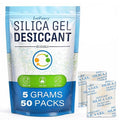LotFancy Silica Gel Packets 5 Gram (50 Pack), Color Indicating Desiccant - Rechargeable Moisture Absorbers for Food Storage, 