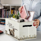 Rustic Bear Storage Bins & Boxes with Handles, Farmhouse Bear Foldable Basket for Organizing, Live Like Someone Left the Gate