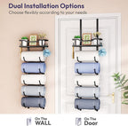 SWTYMIKI Over the Door Towel Rack - 6 Tier Towel Racks for Bathroom Wall Mounted, Towel Holder with Shelf, Hanging Rolled Tow