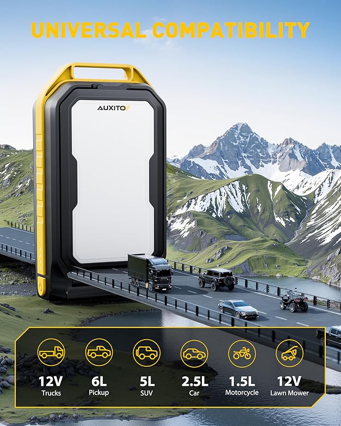 Jump Starter: 7000A Portable Car Battery-Jumper for All Gas or up to 12L Diesel, 3 in 1 Multi-Function 12V Auto Battery