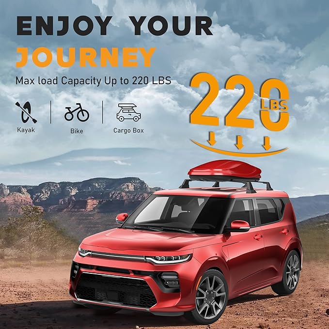 Anti-Theft 220lbs Heavy Duty Roof Rack Cross Bar Compatible with Kia Soul 2020 2021 2022 2023 2024 2025 Roof Rack Cross Bars Aluminum Roof Racks Cross Rail