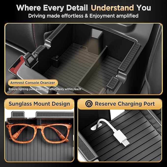 for Jeep Wrangler JL JLU 4XE(2018-2026) & Gladiator JT(2020-2026) Center Console Organizer Tray [Maximize Storage & US Patent] Cup Holder for Jeep Gladiator & Wrangler Accessories Black