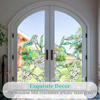 Coavas Static Cling Privacy Window Film, 96% UV & Heat Blocking, Stained Glass Window Film Floral Design, Non-Adhesive, for Bathroom, Front Door, Shower Enclosure‌(Vinyl, 23.6" x 78.7 ")
