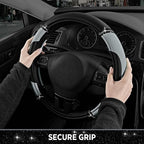 Road Comforts Leather Steering Wheel Cover - Made with PVC Leather - Anti-Slip, Universal Fit 14 1/2 inches to 15 inches - Gr