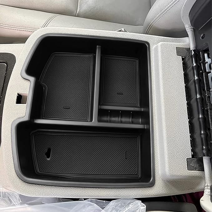Center Console Organizer Compatible with 2007-2014 Chevy Silverado GMC Sierra Avalanche Tahoe Suburban Yukon Yukon XL Accessories, Floor Mounted Center Console ONLY, Black Trim