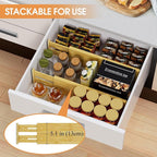 Bamboo Drawer Dividers,17-22" Adjustable Kitchen Drawer Organizer for Clothes,8 Pack Expandable Drawer Organization Separator