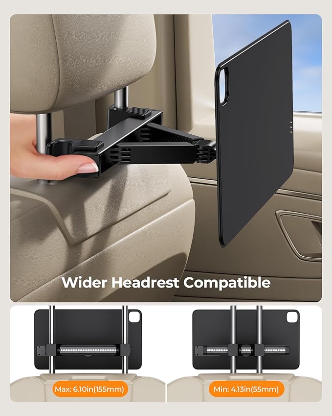 KUXIU Magnetic Wireless Charging Car Headrest Tablet Holder for iPad Pro 12.9/Air 13 M2/M3, Tablet Car Back Seat Mount with Air Vent Stand,Road Trip Essentials Holder for iPad Pro 12.9 3rd/4th/5th/6th