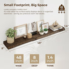 Rustic Wood Floating Shelves for Wall Decor, Reclaimed Elm Wood Live Edge Shelves 48 Inch Long, 8 Inch Deep Floating Shelf fo