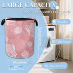 Pink Roses Large Storage Basket Collapsible Laundry Basket Oxford Storage Bin for Toy Bins Gift Baskets Bedroom Clothes Child