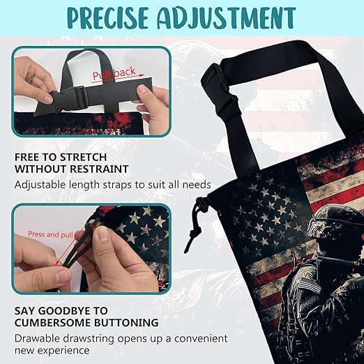 Car Garbage Bag American Soldier Holding Rifle Drawstring Car Trash Bag Hanging for Back Seat with Adjustable Buckle Canvas Vehicle Trash Can Easy-to-Install