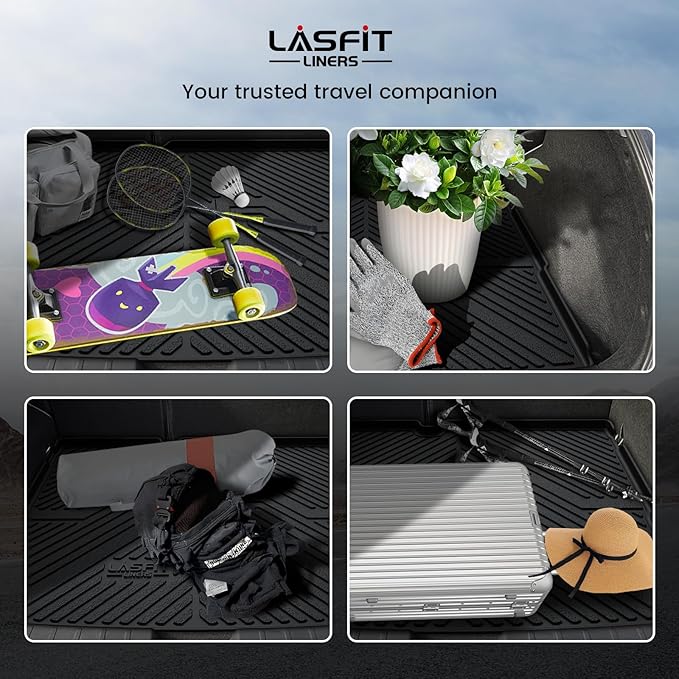 LASFIT Cargo Mat & Backrest Mats for Nissan Kicks 2025-2026 (Not Fit AWD & 2025 Kicks Play), All Weather TPE Custom Fit Easy Clean Durable No-Curling Trunk Mat for Kicks 2025-2026 S/SV/SR Cargo Liner