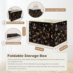 Enchanted Forest Boho Witchy Storage Box Bins, Mystical Moon Butterfly Mushroom Floral Collapsible Storage Basket Organizer f