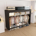 Portable Wardrobe Closet Durable and Easy to Assemble Heavy Duty Clothes Rack with Non-Woven Cover Fabric Best for Bedroom an