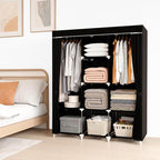 Portable Closet, 51 Inch Wardrobe Closet for Hanging Clothes with 2 Hanging Rods, 8 Storage Organizer Shelves for Bedroom, Du